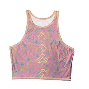 Teeki Boho Floral Geometric Crop Top Athleisure Yoga Festival Gorp Sustainable